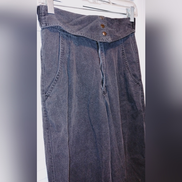 Women's Vintage Trumps Sport High Waisted Fold Over Black Jeans. - Picture 5 of 6